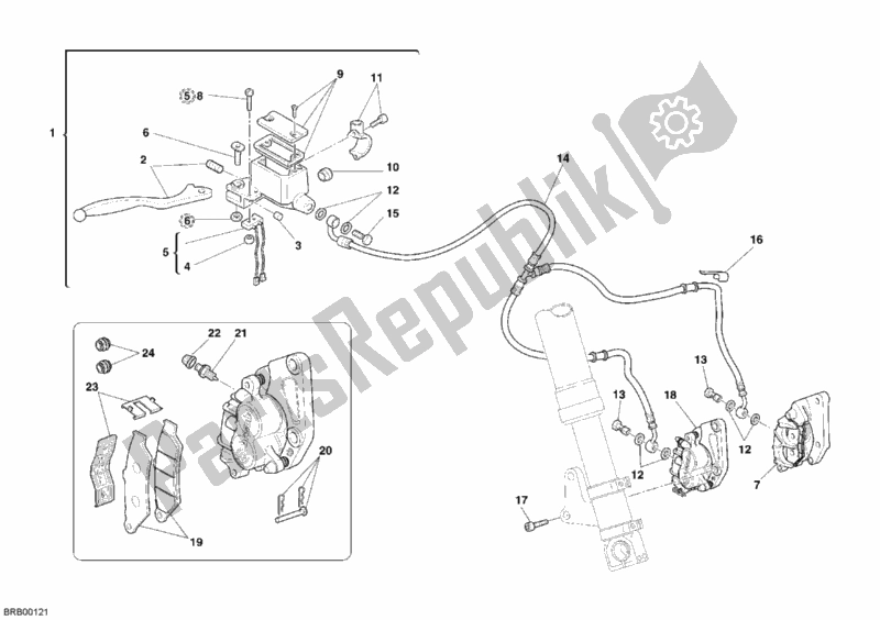 All parts for the Front Brake System of the Ducati Monster S2R 800 2005